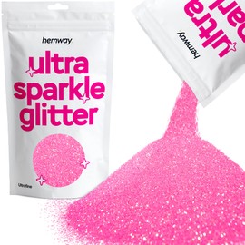 Hemway Premium Ultra Sparkle Glitter Multi Purpose Metallic Flake for Arts Crafts Nails Cosmetics Resin Festival Face Hair - Baby Pink Iridescent - Ultrafine (1/128" 0.008" 0.2mm) 100g / 3.5oz