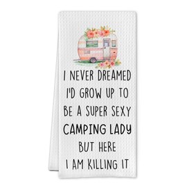 Cilrii Camping Kitchen Towel,Camping Hand Towels,Camping Dish Towels,Camping Gifts,Camping Gifts for Women,Gifts for Campers,Camping,Tea Towels for Kitchen Bathroom Decor 16 X 24