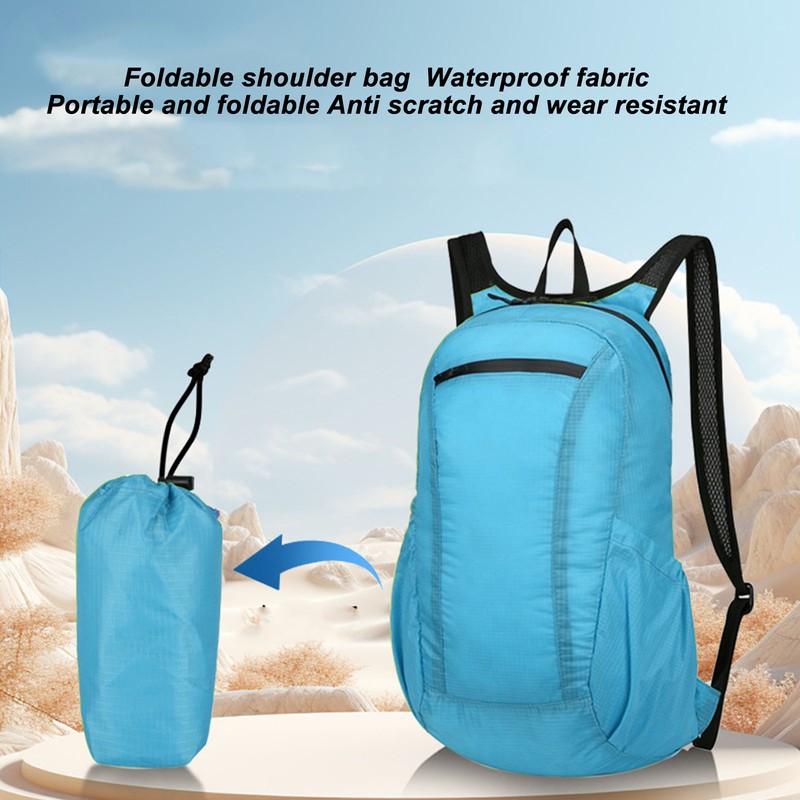 Packable Backpack Oxford Cloth 20L Foldable Waterproof Lightweight Multifunctional Hiking