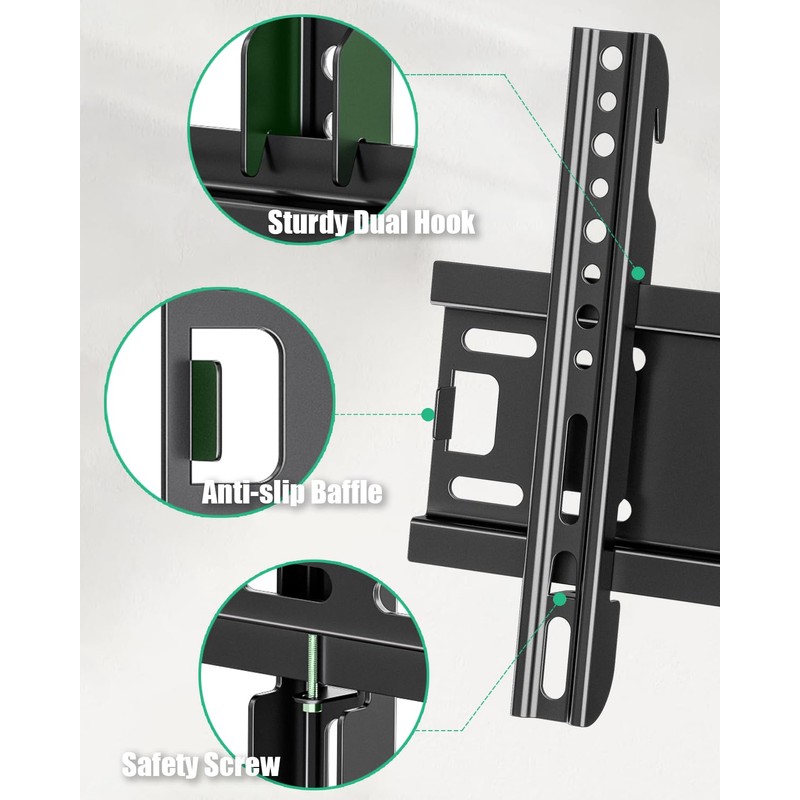 Alrhipvm Fixed TV Wall Mount for 14-43 Inches Flat Screen
