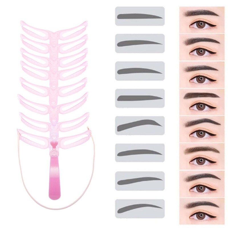Pack of 8 Eyebrow Stencils for Beginners, Eyebrow Shapes, Eyebrow
