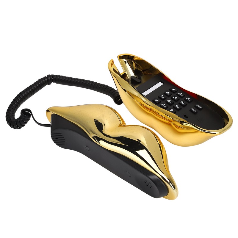 Electroplating Golden Lip Shape Telephone with Telephone Line for Home