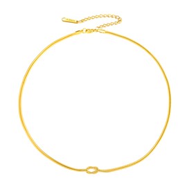 Amaxer True Lover Knot Adjustable Necklaces for Women Stainless Steel Snake Chain Love Knot Choker (gold)