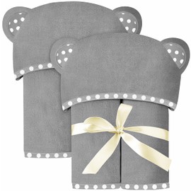 ELSVIN Set of 2 Hooded Baby Towels – Grey – Luxurious, Large and Super Absorbent – 35 x 35 Inch – Soft and Suitable for Infants, Toddlers and Kids – 400 GSM