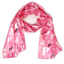 Scarfs for Women, Lightweight Soft Silky Scarves, Initial 60" Long Satin Chiffon Stripe Neckerchief, Hair Wrap, P-Pink