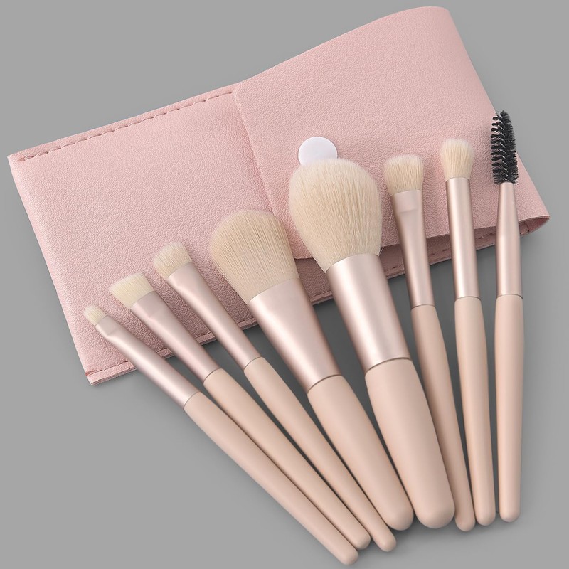 LUYING Makeup Brushes Apricot 8 Pieces Makeup Brushes, Premium Fiber