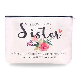 I Love You Sister Cosmetic Bag for Travel Makeup Bags for Women Sister Birthday Gifts for Sisters Make Up Bag for Sister In Law Wedding Gift Ideas Best Friend Bestie Gifts for Her Cute Traveling Bag