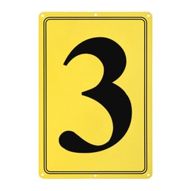 M METERXITY Aluminum Number Sign 3, 11.8 Inch House Numbers and Metal Letters, Parking Spot Letter Signs, Metal Letter Wall Decor for Garden/Door/Mailbox [Yellow Text On Black]