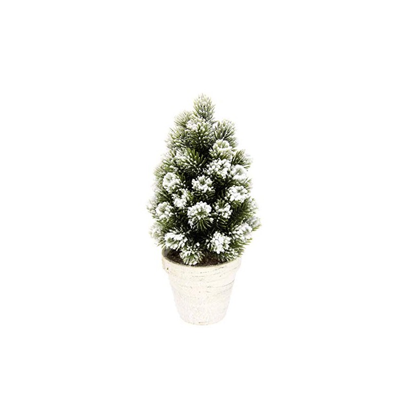 Artificial Mini Christmas Tree with Snow in a Pot Made