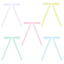 Meseey 30 Pcs Christmas Gingham Ribbon Bows 5 x 7 Inch Vintage Buffalo Plaid Ribbon Gift Bows for Tree Wreath Garland Home Decor Indoor Outdoor Decorations (Spring Set)