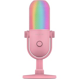Razer Seiren V3 Chroma RGB USB Microphone: Stream & Game Reactive Lighting - Tap-to-Mute Sensor - Condenser Mic - Digital Gain Limiter & Shock Absorber - PC, Discord, OBS Studio, XSplit - Quartz Pink