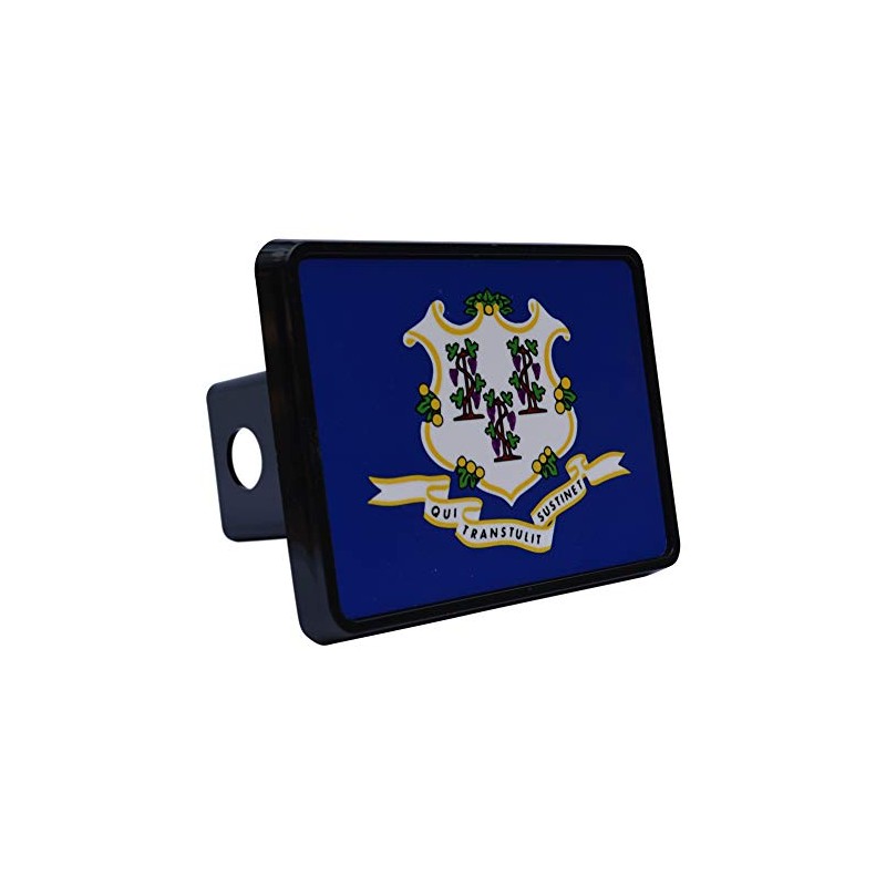 Connecticut State Flag Trailer Hitch Cover Plug CT