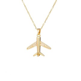 Airplane Aircraft Pendant Necklace Stainless Steel 3D Simple Charm Silver Jet Plane Model Flight Attendant Pilot Chain Necklace for Women Men Minimalist Aviation Traveler Fashion Jewelry Gifts (Silver)