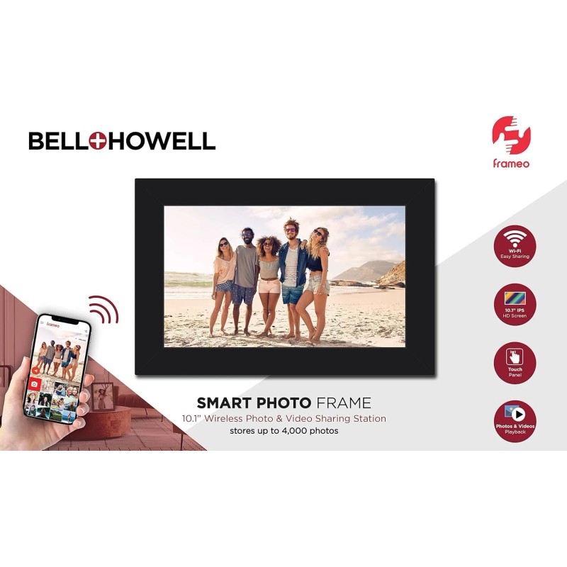 Bell + Howell 10.1" Smart Photo Frame with Frameo (White)