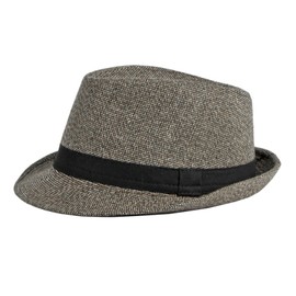 Fedora Trilby Hat for Men Short Brim Panama Hat British Vintage Wool Felt Jazz Cap Bowler Hat Jazz Dancers Gangsters Rapper Cowboy Gentleman Fedora Hat Roll-up Manhattan Hat for Party Dancing Stage