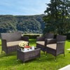 HAPPYGRILL 4-Piece Patio Furniture Set Outdoor Rattan Wicker Conversation Set