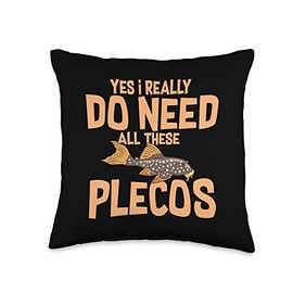 Plecostomus Pleco Fish Aquarium Food Tank Zebra Cave Throw Pillow, 16x16, Multicolor