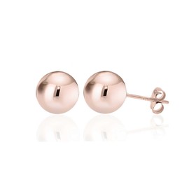 KEZEF Rose Gold Sterling Silver Ball Stud Earrings for Women - Hypoallergenic Lightweight Big Stud Earrings for Women | 10mm Ball Earrings