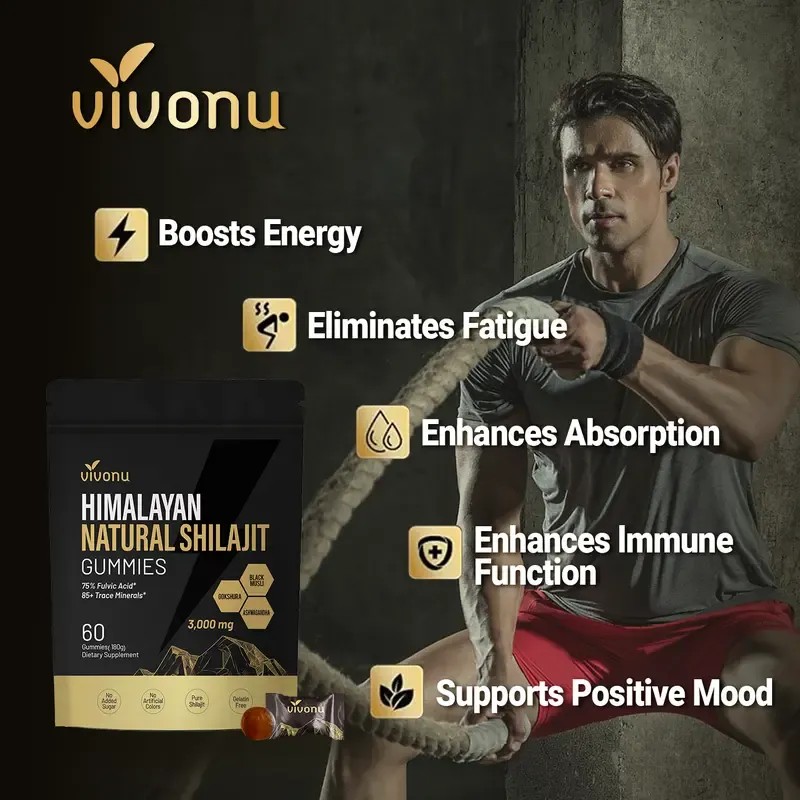 VivoNU Himalayan Shilajit Gummies | With Ashwagandha, Gokshura & other