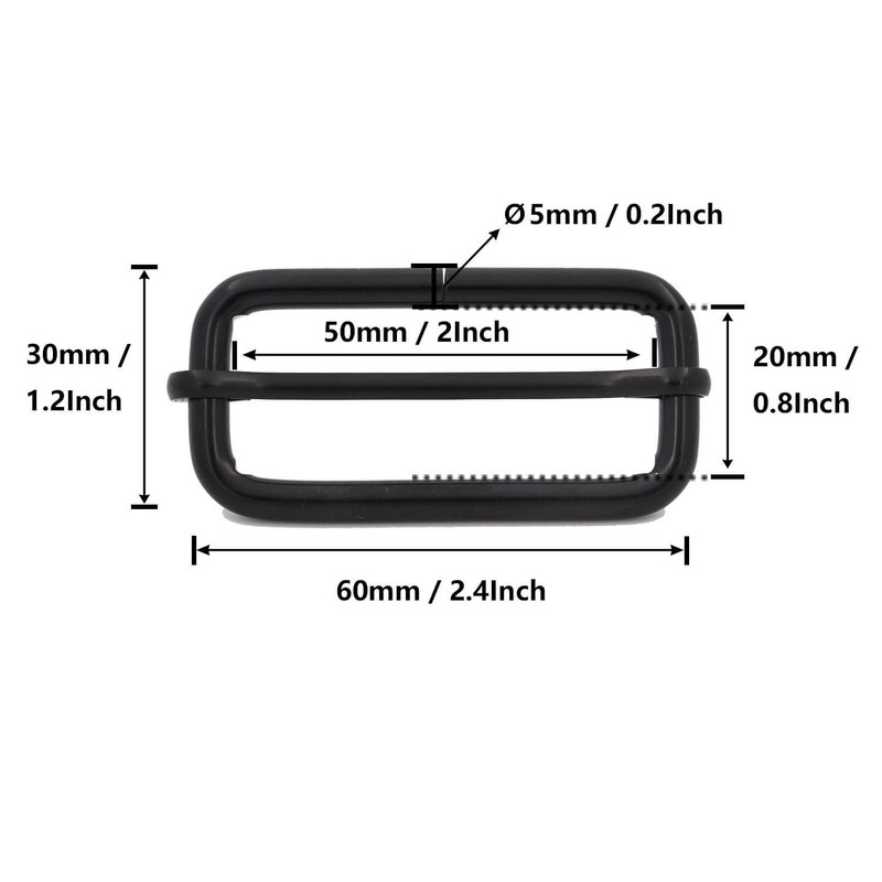 Wuuycoky Black 0.6" Inner Length Metal Sliding Bar Tri-Glides Wire-Formed
