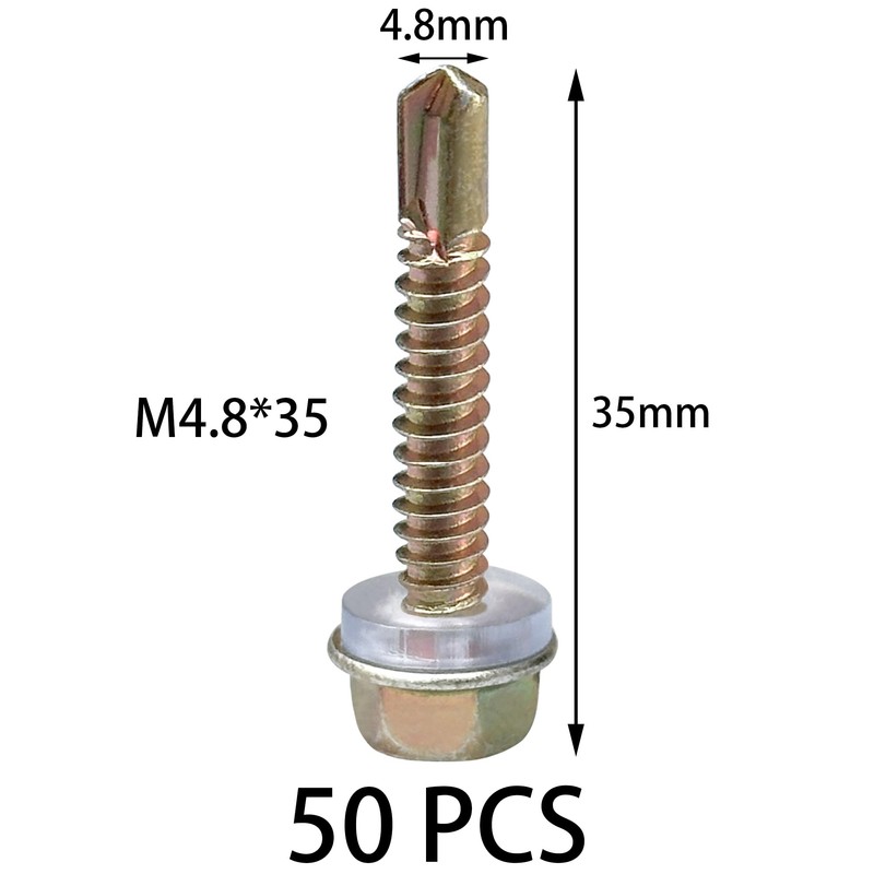 50 PCS Hexagon Self Tapping Self Drilling Screws with Pads