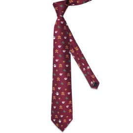 LIEOLGOH Christmas Tie for Men Christmas Classic Pattern Xmas Party Festive Ties with Pocket Square Cufflinks Brooch Set, Santa Claus