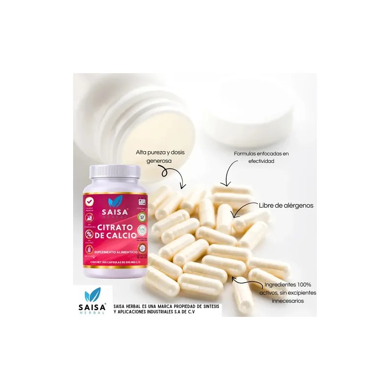 Citrato de Calcio Saisa Herbal, Suplemento para Huesos y Dientes