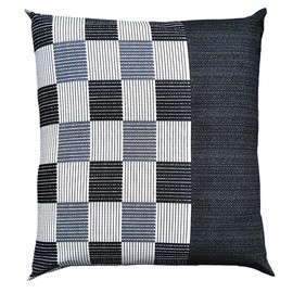 Zabuton Cover, 23.2 inches (59 cm), 24.8 inches (63 cm), Set of 5, A Shijira Lattice, Black, 23.2 x 24.8 inches (59 x 63 cm), Made in Japan, 100% Cotton, Solid Fabric, Set of 5