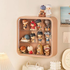 Wall Mounted Display Case for Figures, Clear 12 Inch Collectibles Miniature Display Box with Shelves, Desktop Plastic Doll Storage Box Organizer Acrylic Display Storage Case for Mini Figure