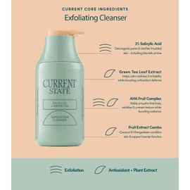 Exfoliating Face Wash - 2% Salicylic Acid Cleanser and Green Tea by Current State | Acne Wash | Pore Minimizer For Face | 5.1 fl oz. Made In The USA