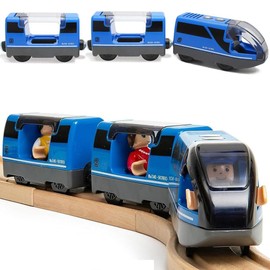 TOPLIVING Railway Electric Locomotive Wooden Train Train, Electric Train Toy, Children's Locomotive Compatible with Wooden Rails, Children's Toy, Boy, Girl, Toddler Toy