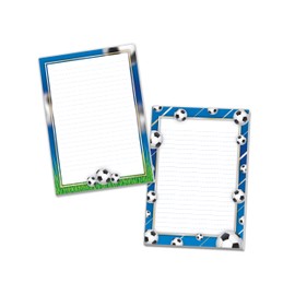 2 Motif Writing Pads Lined Paper for Children Football Fan Item Gift for Football Fans Note Paper for Boys Football (1 Pad "Green" and 1 Pad "Balls" A5 with 25 Sheets each)