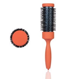 Round Brush, Diameter 45 mm Professional Round Brush for Blow-Drying and Styling, Nylon Bristles, Ergonomic Wooden Handle - For Volume, Shine and Flexible Styling, Large Round Styling Brush for Men