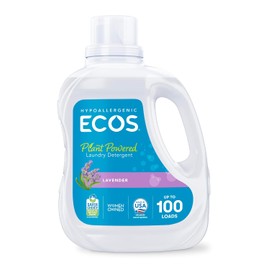 ECOS Laundry Detergent Liquid, 100 Loads - Dermatologist Tested Laundry Soap - Hypoallergenic, EPA Safer Choice Certified, Plant-Powered - Lavender, 100 Fl Oz