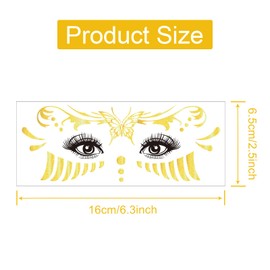 Face Metallic Temporary Tattoos,10 Sheets Gold Flash Glitter Face Tattoo Sticker Moon Star Heart Fish Scale Feather Leopard Print Metallic Tattoos for Makeup Music Festival Party Favor Accessories