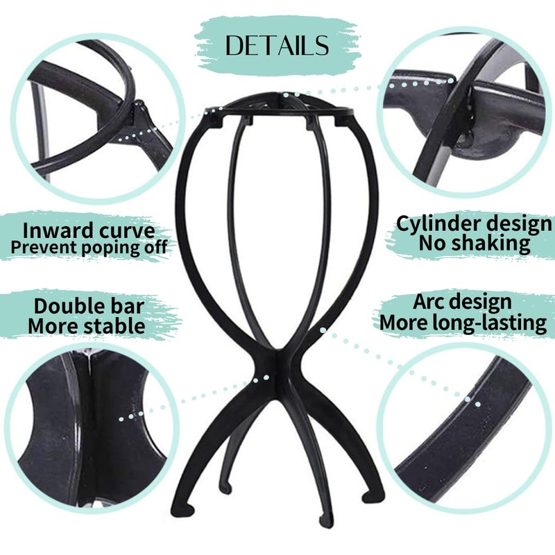 nevermindyrhead 2 Pack wig stand 6 Colors. Portable and collapsible,