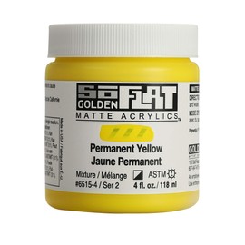 SoFlat Matte Acrylics by GOLDEN, Permanent Yellow, 4 fl. oz. Jar, Professional Acrylic Paint, Semi-Opaque