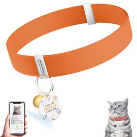 Sucegi Stretch Elastic Cat Collar with Bell - Adjustable Non Breakaway Lightweight Kitten Collar for Cats - Quick Release Pet Supplies and Gifts Orange