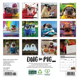 Doug The Pug 2026 7" x 7" Mini Wall Calendar