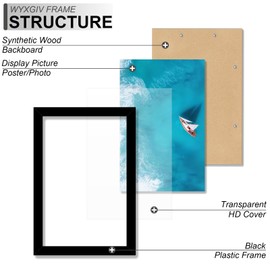 Wyxgiv 6x8 Picture Frame Set of 2, Lightweight yet Durable Black Frame with High-clarity Plastic Display 6 x 8 Inch Photo Horizontally/Vertically (2 Packs|Black|6"x8")