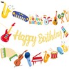 Musical Instrument Birthday Party Banners Gold Happy Birthday Banners Music