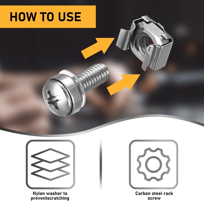 qxayxa 110 Pcs/55 Set Rack Mount Cage Nuts and Rack