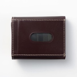 British Green Men's Tri-Fold Wallet, Ultra Small Wallet, Mini Wallet, Bridle Leather, Wallet, red (burgundy)