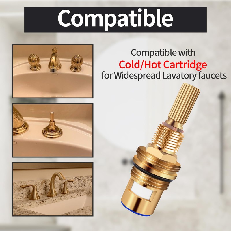 Brass 1-001 & Brass 1-002 Ceramic Valve Set，Replacement Hot Widespread