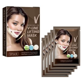 Lifting-Gesichtsmaske, V-line, Maske mit doppeltem Kinn, feuchtigkeitsspendend, fest, Lifting Gesicht, Doppelkinn, reduzierend, feuchtigkeitsspendend, Anti-Falten und Anti-Aging, 5 Stück