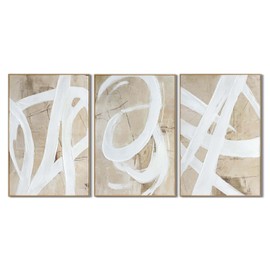 Zessonic Large Textured 3D Wall Art Neutral Set of 3-24"x36" Hand-Painted Abstract Canvas Framed Paintings Brown for Living Room, Bedroom - Modern Minimalist Neutral Boho Decor