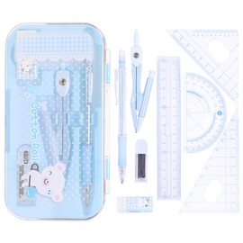8 Pcs Math Geometry Set,Compass Protractors Square Set Math Geometry Set Kids Stationery Gifts(Random Color)