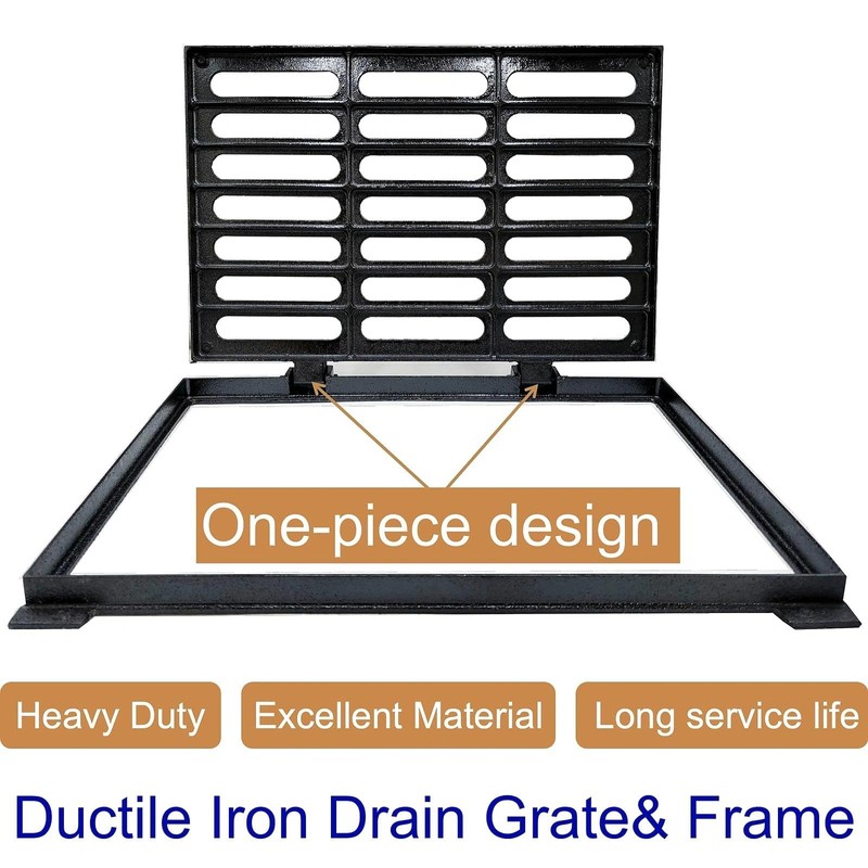DuuMuut Cast Iron Drain Grate and Frame 24x16 in, B-Class