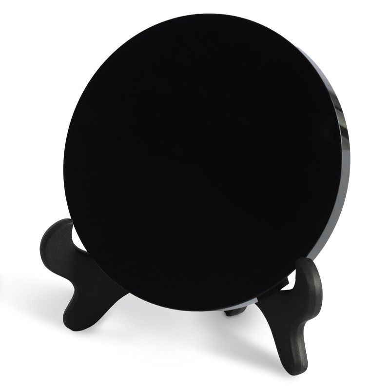 Black Obsidian Scrying Mirror, Black Obsidian Feng Shui Mirror with