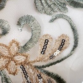 Silvora 3D Embroidered Beaded Pearl Flower Fabric Lace Applique, Handmade Sewing Tool for DIY Wedding Bridal Dress Floral Clothes Patches (DarkGreen)